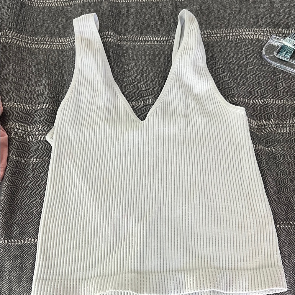Carly Jean Los Angeles Cream Ribbed Camisole